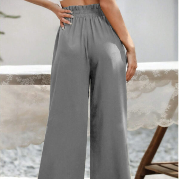 Ladies' Solid Color Fashionable Versatile Slanted Pocket Design Pants - Image 2