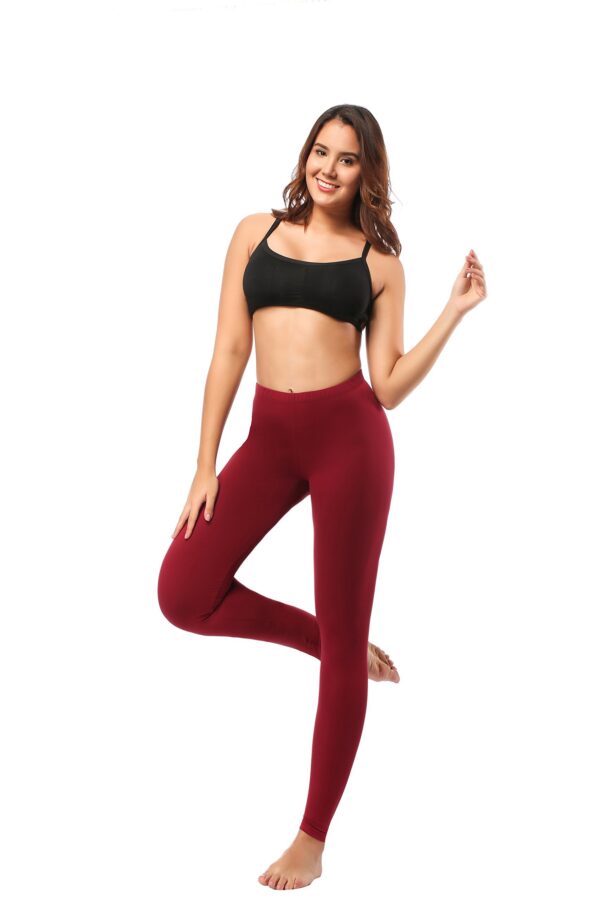 Leggings - Cropped Low-rise Solid Burgundy - Image 6