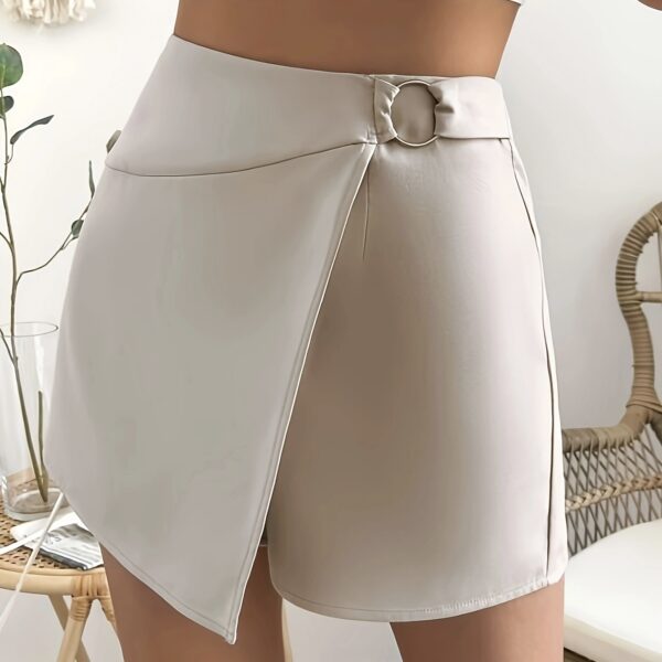 Ladies Commuting Elegant Solid Color Ring Design Elegant Shorts - Image 4