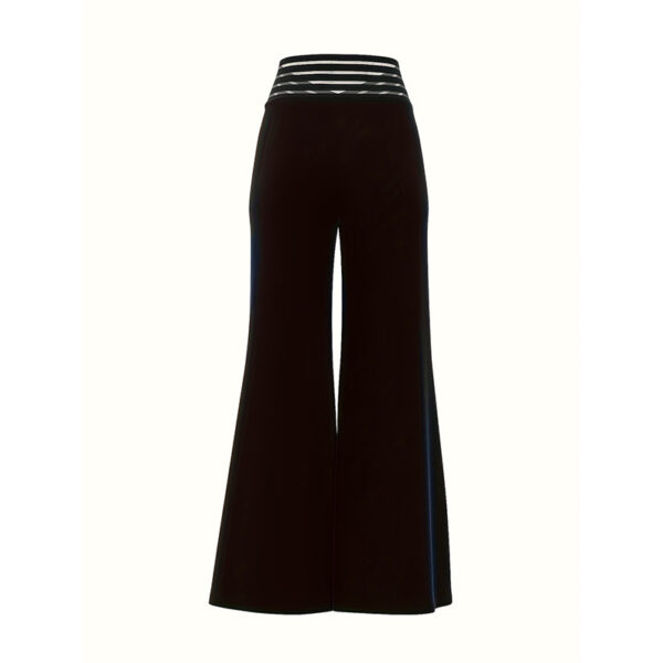 Women's Transparent Mesh Patchwork High Waist Pants With Elegant Cross Detail, Solid Color Fashion Trousers - Image 7