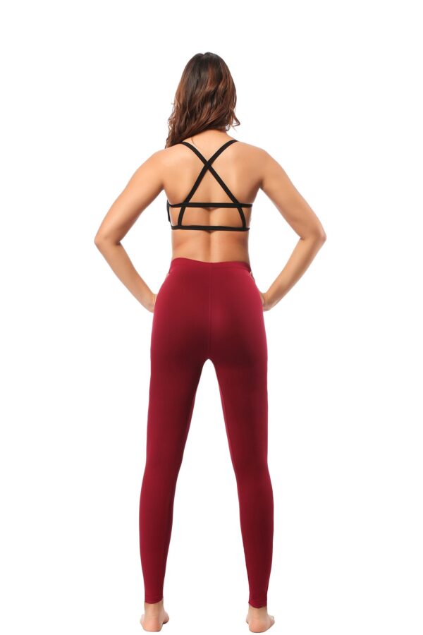 Leggings - Cropped Low-rise Solid Burgundy - Image 4