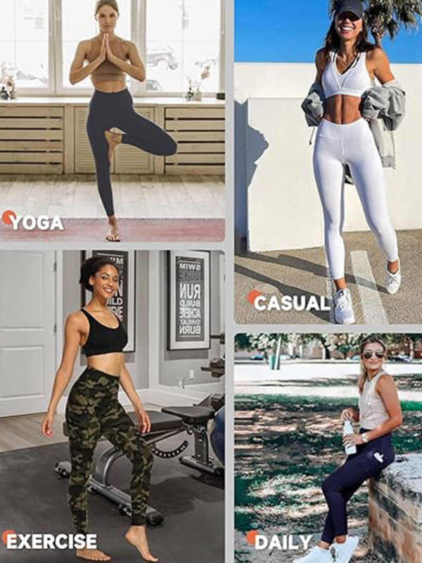 Leggings - Cropped High-waisted Printed Army Green Camouflage - Image 3