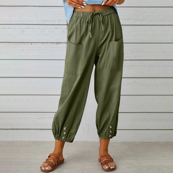 Effortless Drawstring Capris - Women's Wide Leg Casual Summer Pants With Adjustable Waist - Image 10