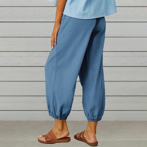 Effortless Drawstring Capris - Women's Wide Leg Casual Summer Pants With Adjustable Waist - Image 9