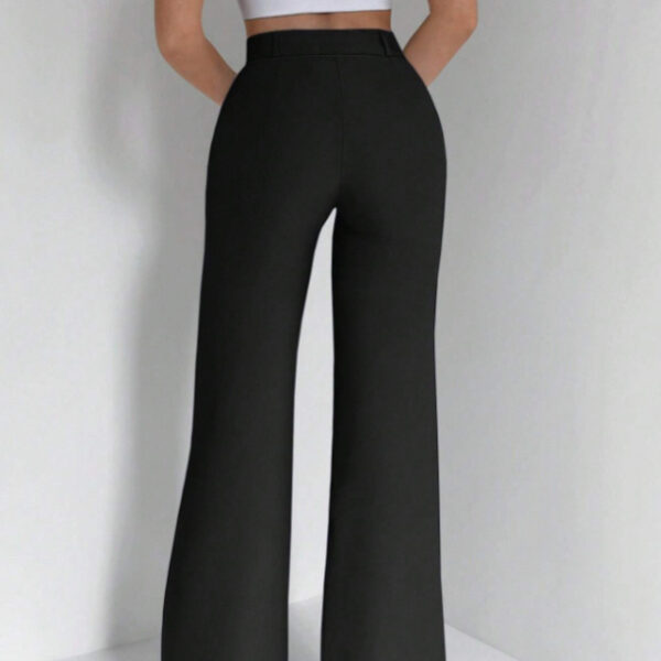 Ladies' Solid Color High Waist Slimming Slim Fit Vertical Micro Flared Pants Suit Pants - Image 2