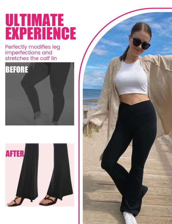 Flared Pants - Cropped Cross Waist Pockets Polyester Double Mill 2 Coffee Light Apricots - Image 2