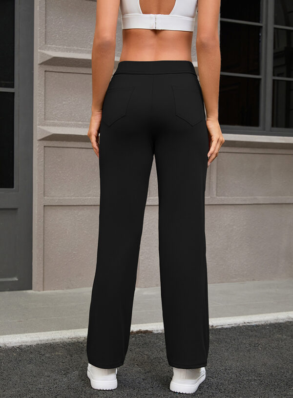 Women's New Button Up Straight Leg Pants With Pocket Loose Yoga Pants - Image 3