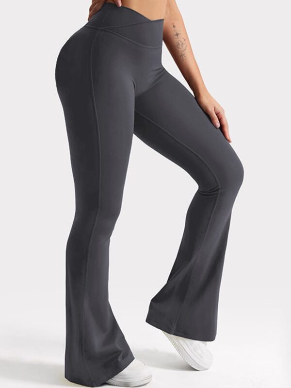 V-waist Elastic Sports Tight Pants Women's Peach Hip Lifting Yoga Bell Bottom Pants - Image 5