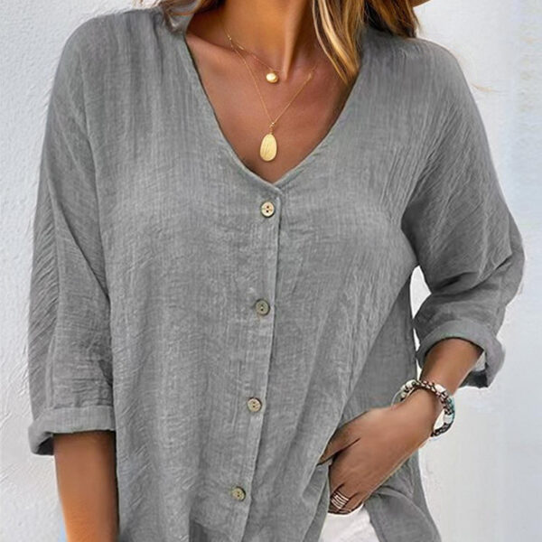 Women's Button Down T Shirts Short Sleeve V Neck Tops Casual Summer Ladies Tees - Image 9