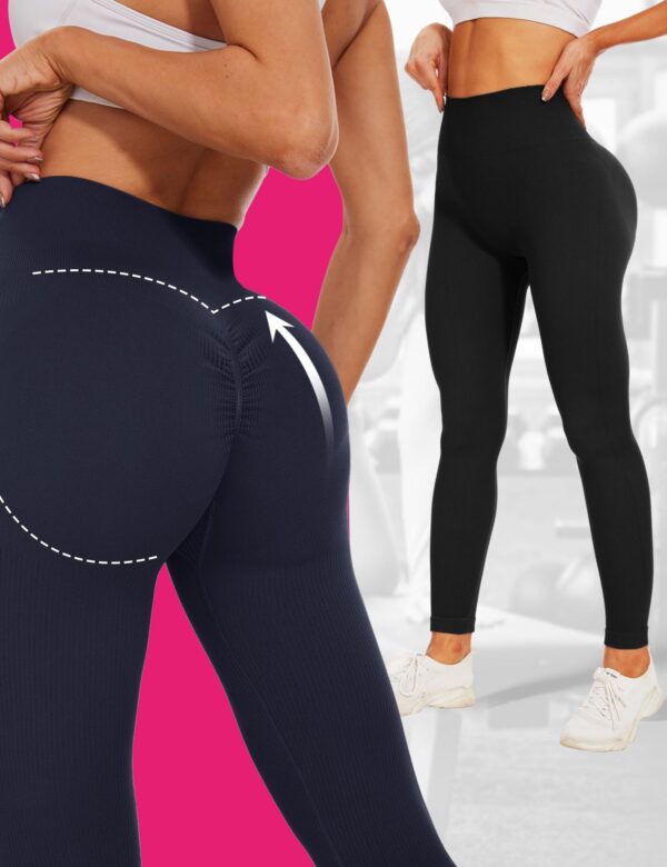 Leggings - Cropped High-rise Seamless Solid Color Light Blue - Image 3