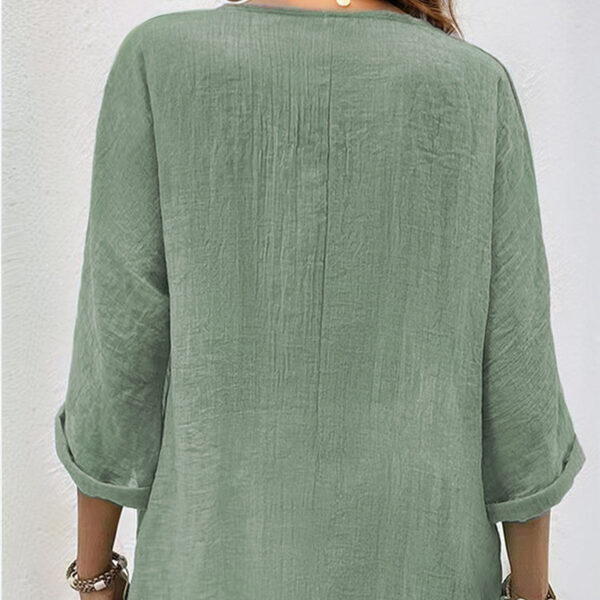 Women's Button Down T Shirts Short Sleeve V Neck Tops Casual Summer Ladies Tees - Image 2