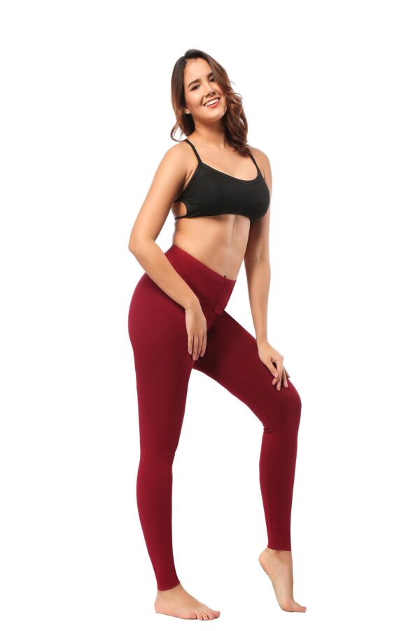 Leggings - Cropped Low-rise Solid Burgundy - Image 5