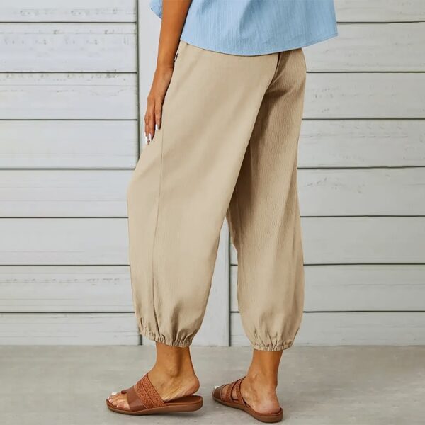 Effortless Drawstring Capris - Women's Wide Leg Casual Summer Pants With Adjustable Waist - Image 6