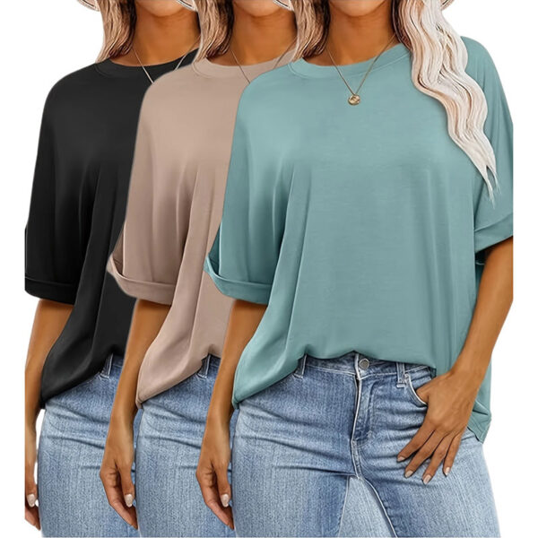 3 Pcs Women Oversized T-Shirt Short Sleeve Crew Neck Tee Tops Summer Casual Loose Tee T-Shirt - Image 6
