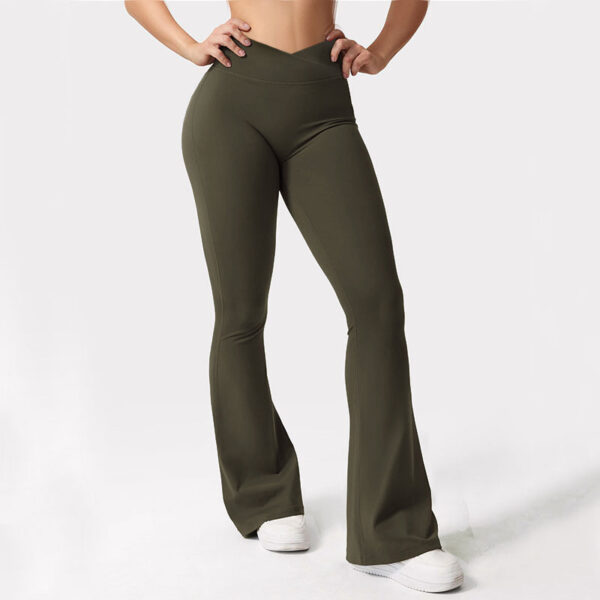 V-waist Elastic Sports Tight Pants Women's Peach Hip Lifting Yoga Bell Bottom Pants - Image 7
