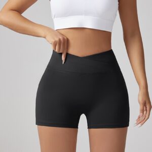 V-waist Stretch Yoga Workwear, Pocket Button Tight Pants, Women's Peach Hip Running And Fitness Shorts