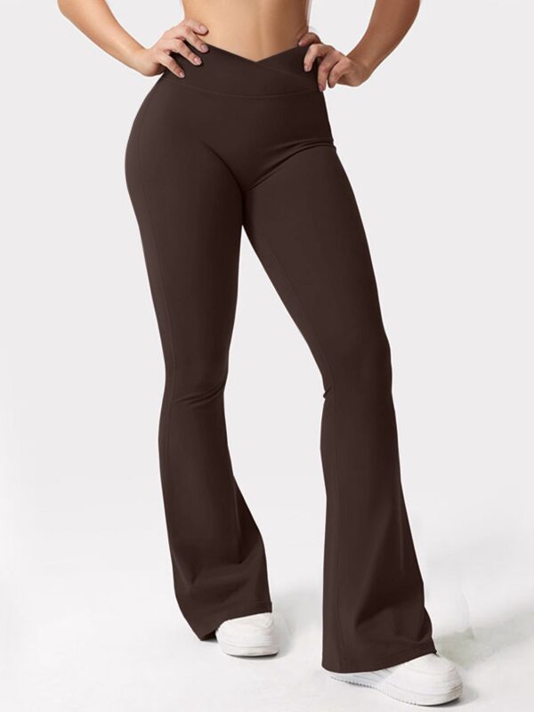 V-waist Elastic Sports Tight Pants Women's Peach Hip Lifting Yoga Bell Bottom Pants - Image 10