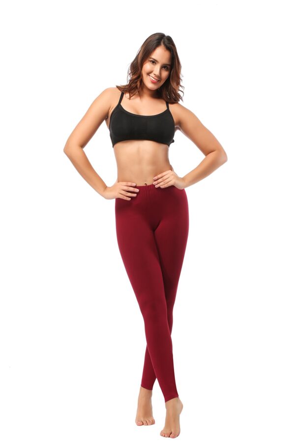 Leggings - Cropped Low-rise Solid Burgundy - Image 2