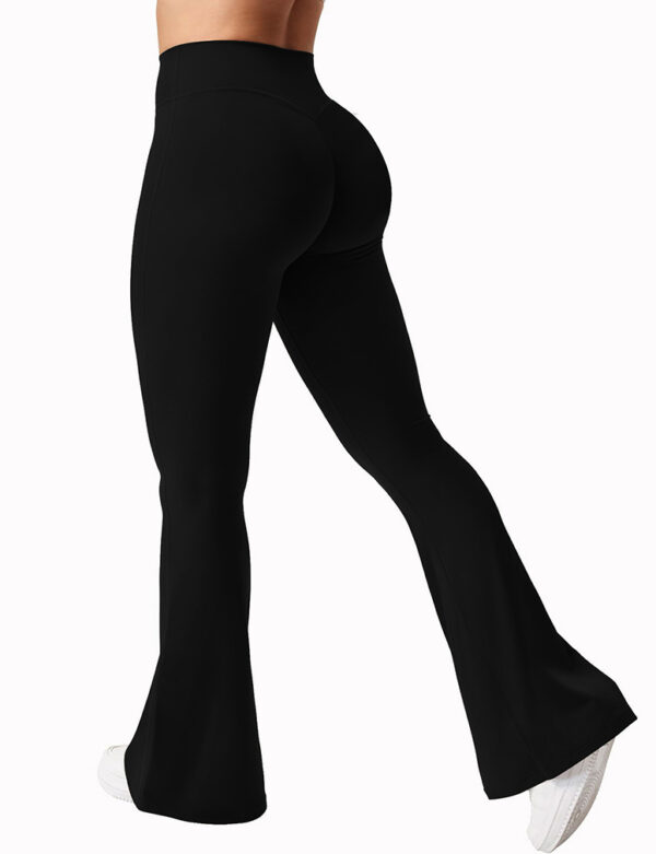 V-waist Elastic Sports Tight Pants Women's Peach Hip Lifting Yoga Bell Bottom Pants - Image 3