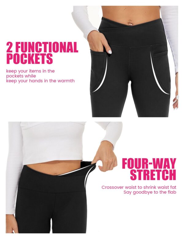 Flared Pants - Cropped Cross Waist Pockets Polyester Double Mill 2 Coffee Light Apricots - Image 4