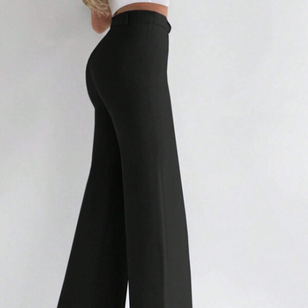 Ladies' Solid Color High Waist Slimming Slim Fit Vertical Micro Flared Pants Suit Pants - Image 4