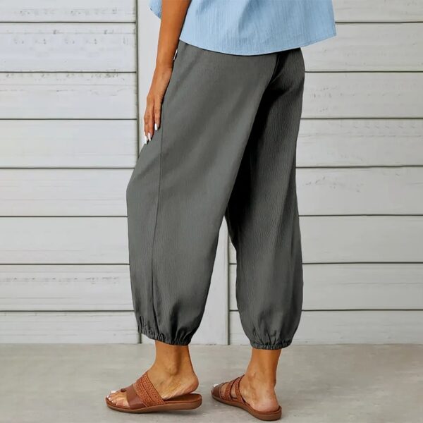 Effortless Drawstring Capris - Women's Wide Leg Casual Summer Pants With Adjustable Waist - Image 3