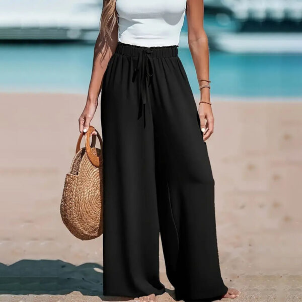 Women's Elastic High Waist Wide Leg Pants, Casual Loose Fit Trousers For Business & Everyday Wear - Image 7