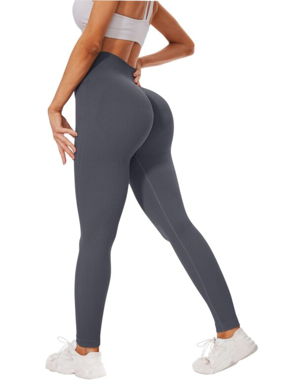 Leggings - Cropped High-waisted Seamless Solid Color Dark Gray