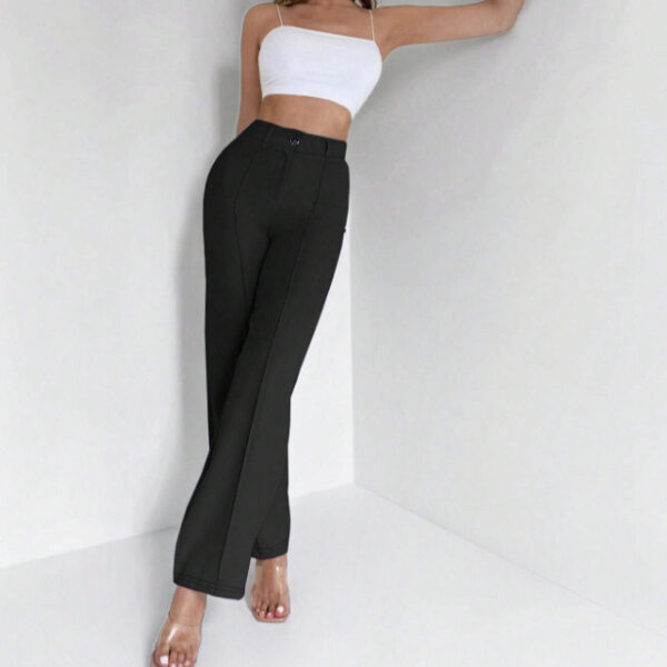 Ladies' Solid Color High Waist Slimming Slim Fit Vertical Micro Flared Pants Suit Pants - Image 3