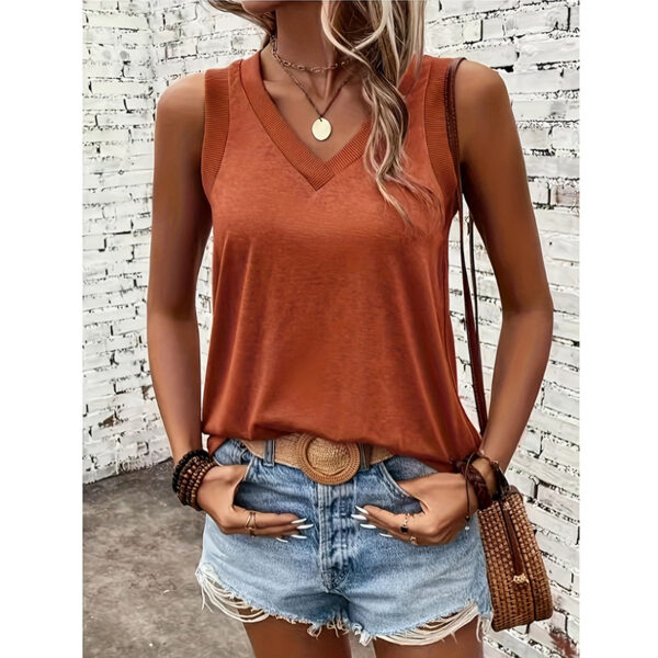 Women V Neck Tank Tops Summer Sleeveless Tunic Casual Basic Shirts Cute Trendy Clothes - Image 3