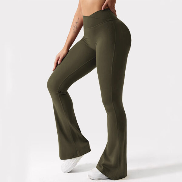 V-waist Elastic Sports Tight Pants Women's Peach Hip Lifting Yoga Bell Bottom Pants - Image 8