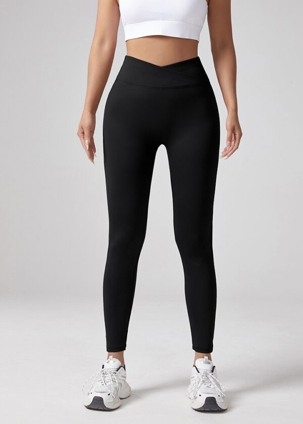 V-waist Elastic Sports Leggings, Women's Peach Hip Lifting Running Speed Drying Yoga Pants