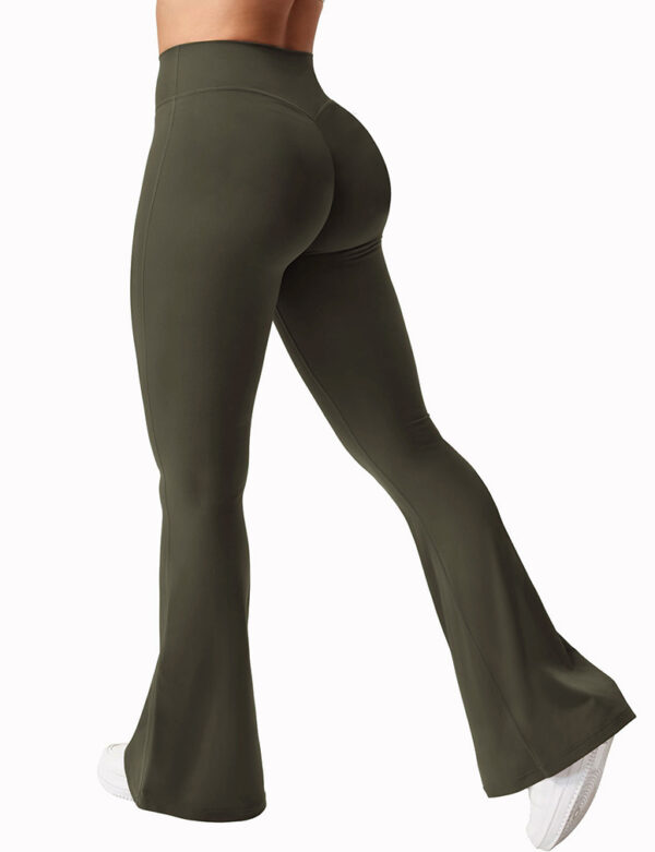 V-waist Elastic Sports Tight Pants Women's Peach Hip Lifting Yoga Bell Bottom Pants - Image 9