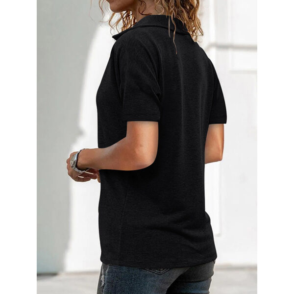 Womens Polo Shirts Summer Business Casual Work Tops Short Sleeve Zipper Collared V Neck Blouse - Image 5